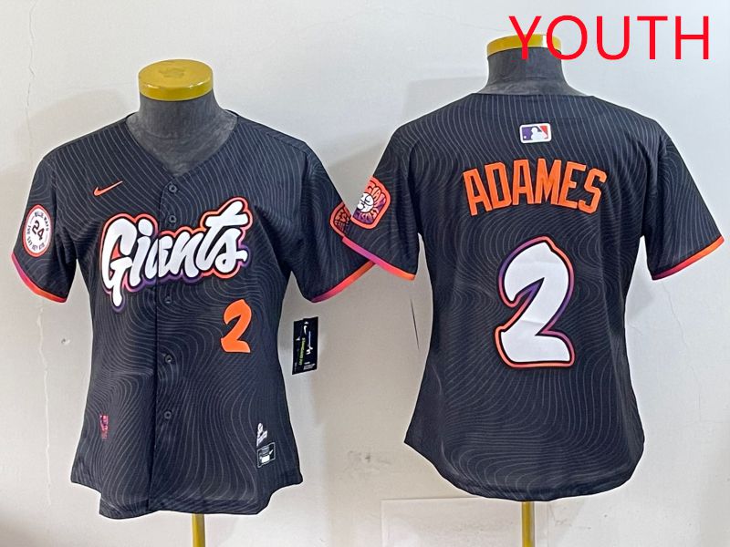 Youth San Francisco Giants #2 Adames Black Joint Name Nike 2025 MLB Jersey style 7